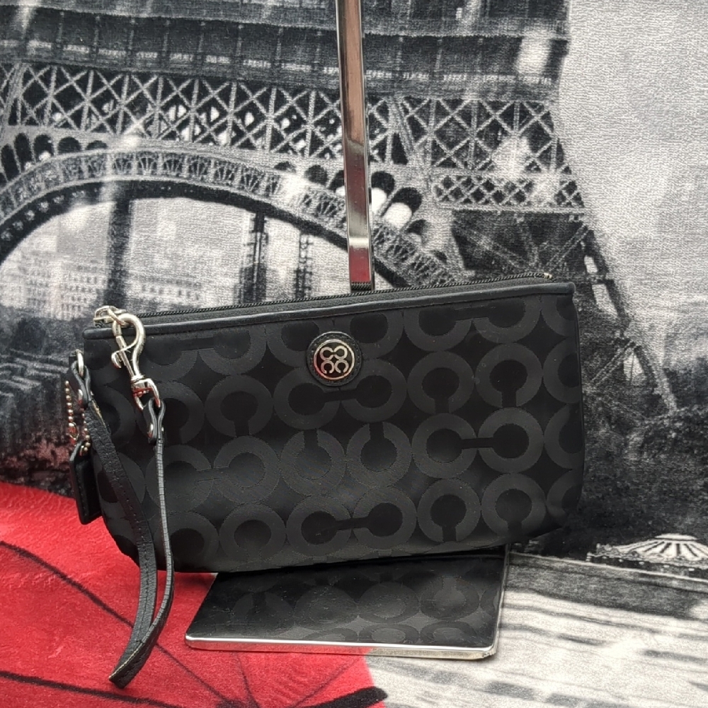 Coach Nylon With Leather Trim Wristlet